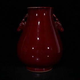 大清雍正红釉开片鹿头尊（28×23cm）480元