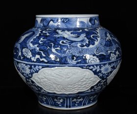 元代青花龙纹罐 尺寸27*34厘米 价格1900