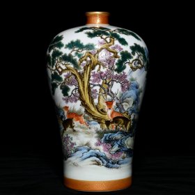 雍正粉彩松鹿纹梅瓶，高25.5cm直径15cm，价5400
