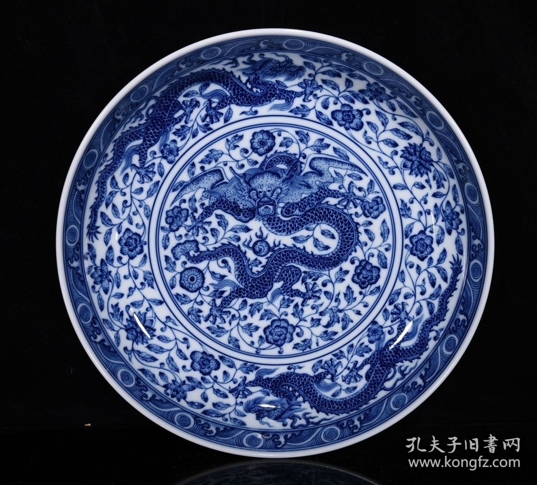 清雍正青花龙纹盘 尺寸5.6*27厘米 价格3600
