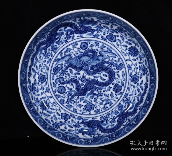 清雍正青花龙纹盘 尺寸5.6*27厘米 价格3600