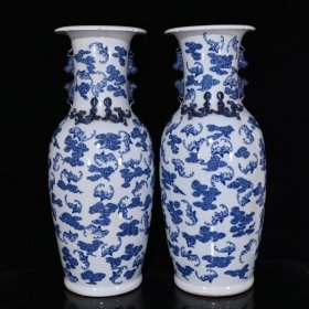 大清咸丰青花福寿蟠龙瓶（62×25cm）2800元