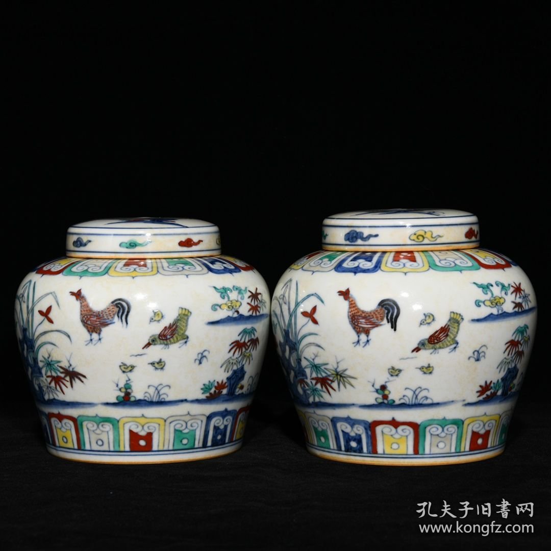 明成化斗彩鸡趣图天字罐