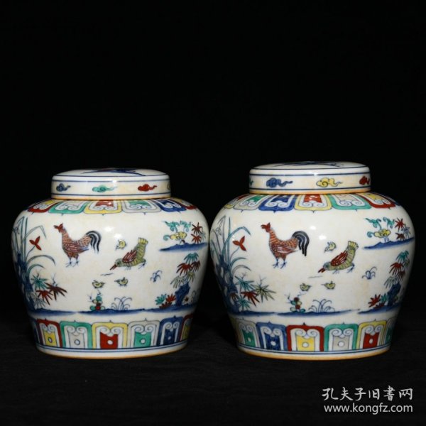 明成化斗彩鸡趣图天字罐