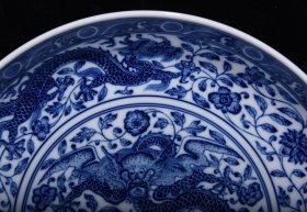 清雍正青花龙纹盘 尺寸5.6*27厘米 价格3600