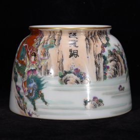 清雍正珐琅彩芭蕉洞纹罐9×13，￥3720