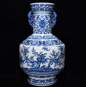 清乾隆青花多子多福纹双耳瓶 尺寸42*20厘米 价格5200