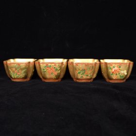 清乾隆唐英鎏金四季花神杯5×7 厘米￥6600一套