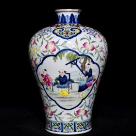 清乾隆青花斗彩八宝婴戏纹梅瓶 高25cm直径16cm 价格 3600