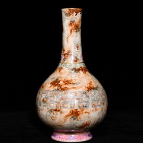 清雍正石纹釉胆瓶  
高19.8cm直径12cm