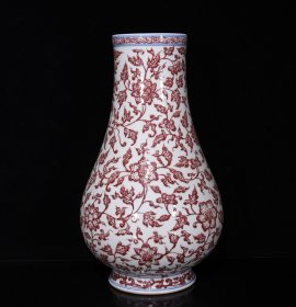 清雍正釉里红缠枝牡丹纹尊 尺寸34*21厘米 价格2400