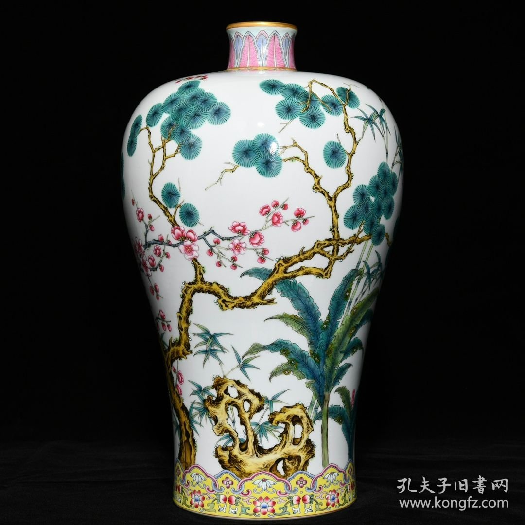 清雍正粉彩松竹梅纹梅瓶 高36cm直径21.5cm 价格5678