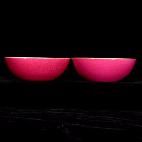 清雍正胭脂红青花釉里红折枝花卉纹杯3.5×9厘米￥2250一对