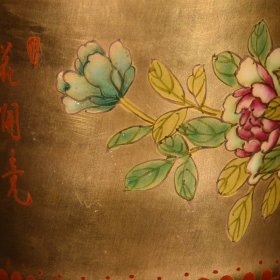 清乾隆鎏金唐英花鸟花卉纹缸6.5×7 厘米￥2700一对