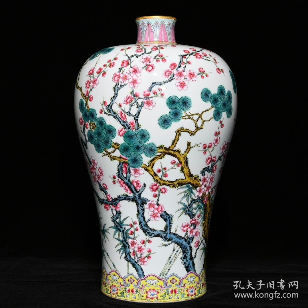 清雍正粉彩松竹梅纹梅瓶 高36cm直径21.5cm 价格5678