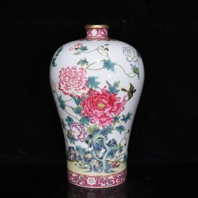 清雍正粉彩花卉纹梅瓶；尺寸34*21厘米价4900