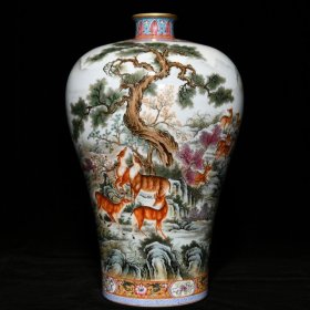 清雍正粉彩百鹿图梅瓶 高36.3cm直径22.8cm 价格15000