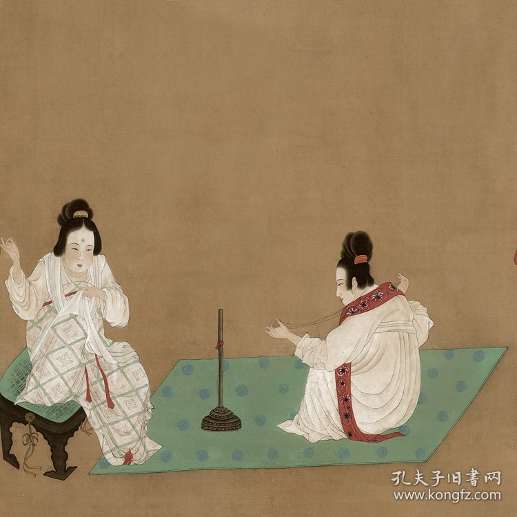 唐张萱捣练图绢本37x147cm十大传世名画绢本宣纸高清复制