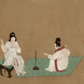 唐张萱捣练图绢本37x147cm十大传世名画绢本宣纸高清复制