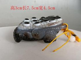 乡下收的清代 巧雕 玛瑙 金蟾手把件