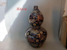 清代五彩描金葫芦瓷瓶