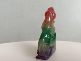 乡下收的冰种彩色 翡翠虎 手把件