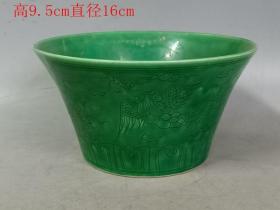 明代绿釉老瓷碗