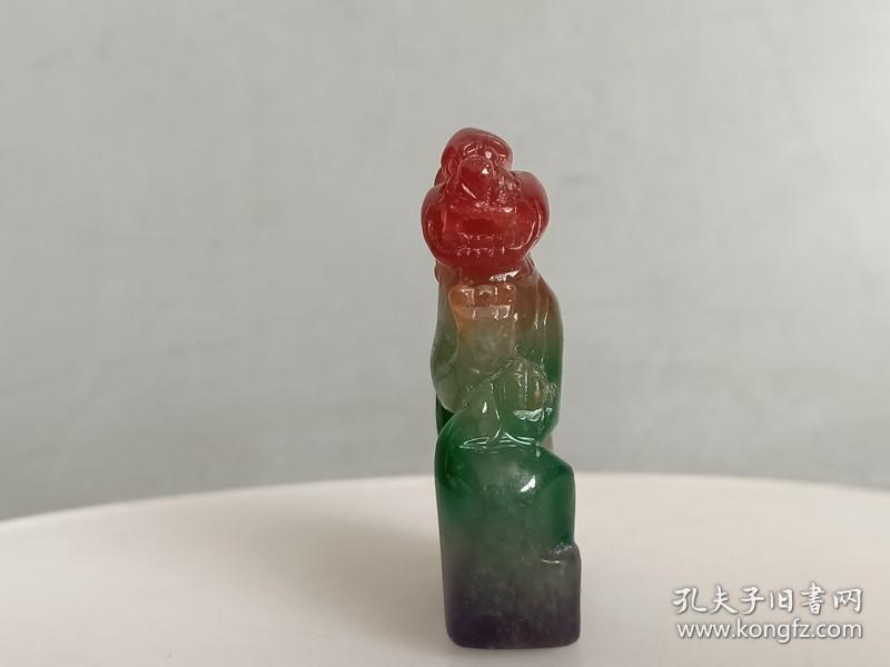 乡下收的冰种彩色 翡翠虎 手把件