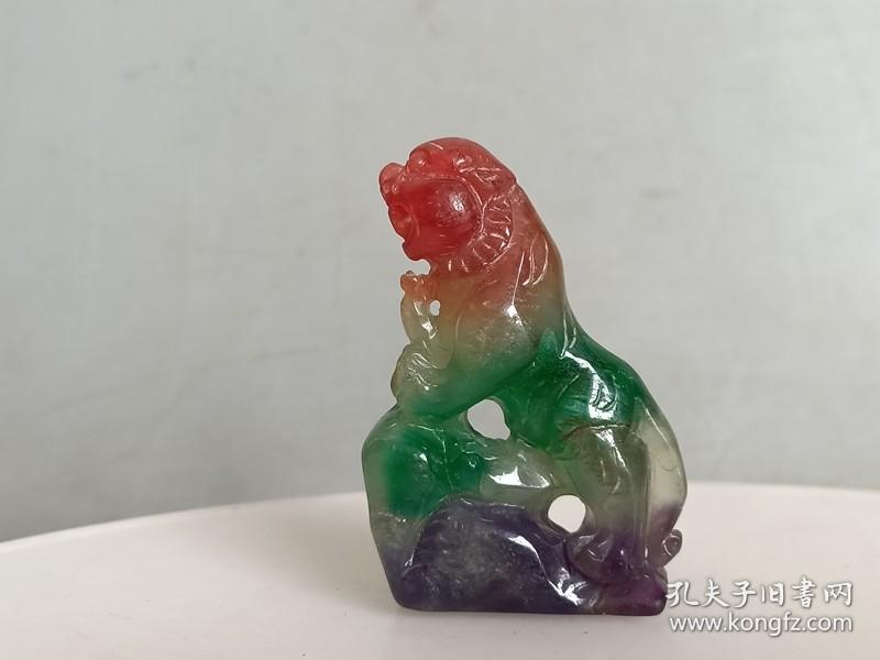 乡下收的冰种彩色 翡翠虎 手把件