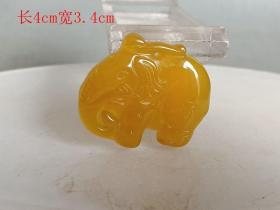 清代 黄玛瑙 大象 挂件