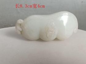 乡下收的 清代和田玉白玉 瓜果 手把件
