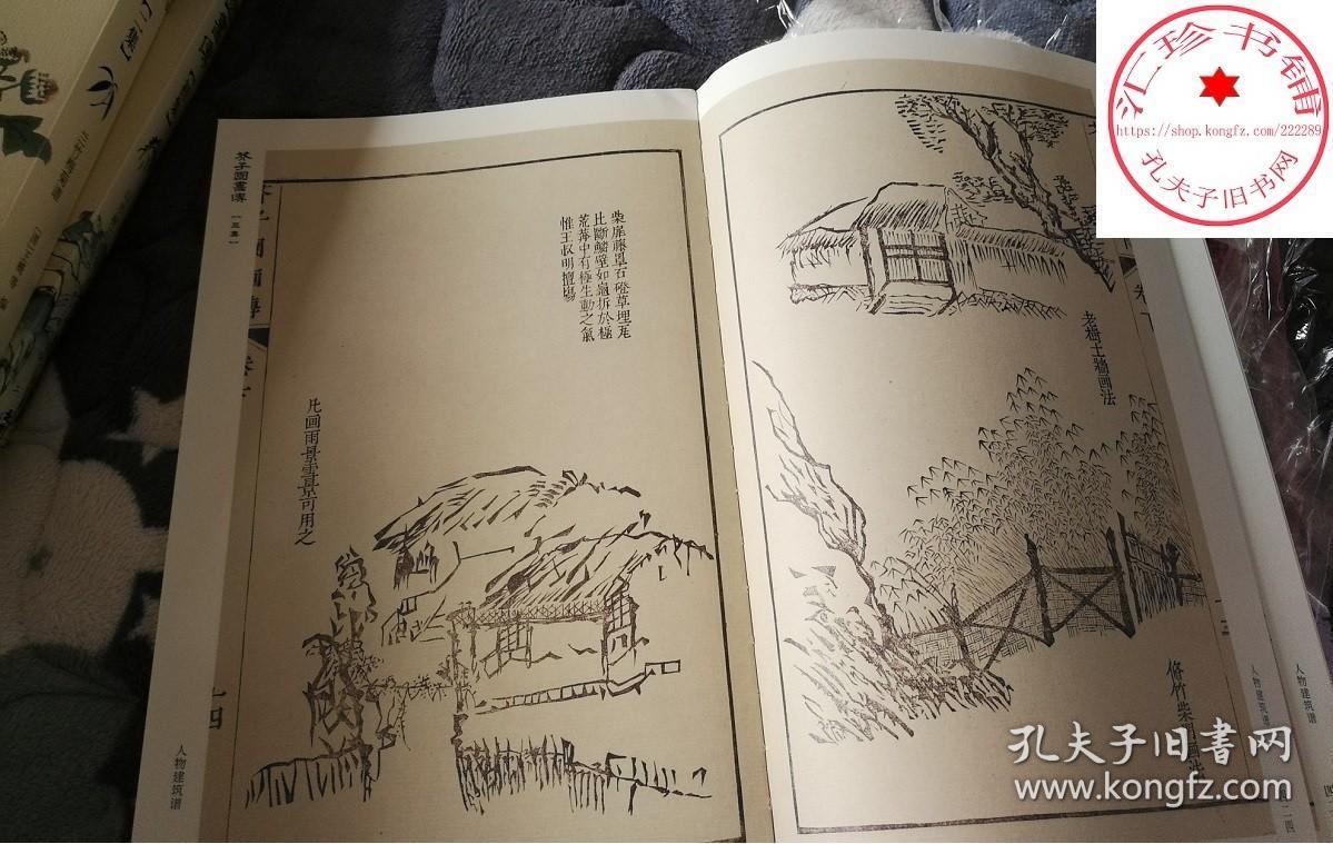 芥子园画传画谱全三本芥子园画谱康熙原版清王概工笔画国画临摹画册山水树石兰竹梅菊虫草翎毛花卉收藏书籍