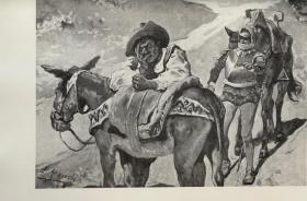 Don  Quixote  堂·吉诃德   皮脊布面精装   书脊、封面烫金图案  三面书口刷金    插图本