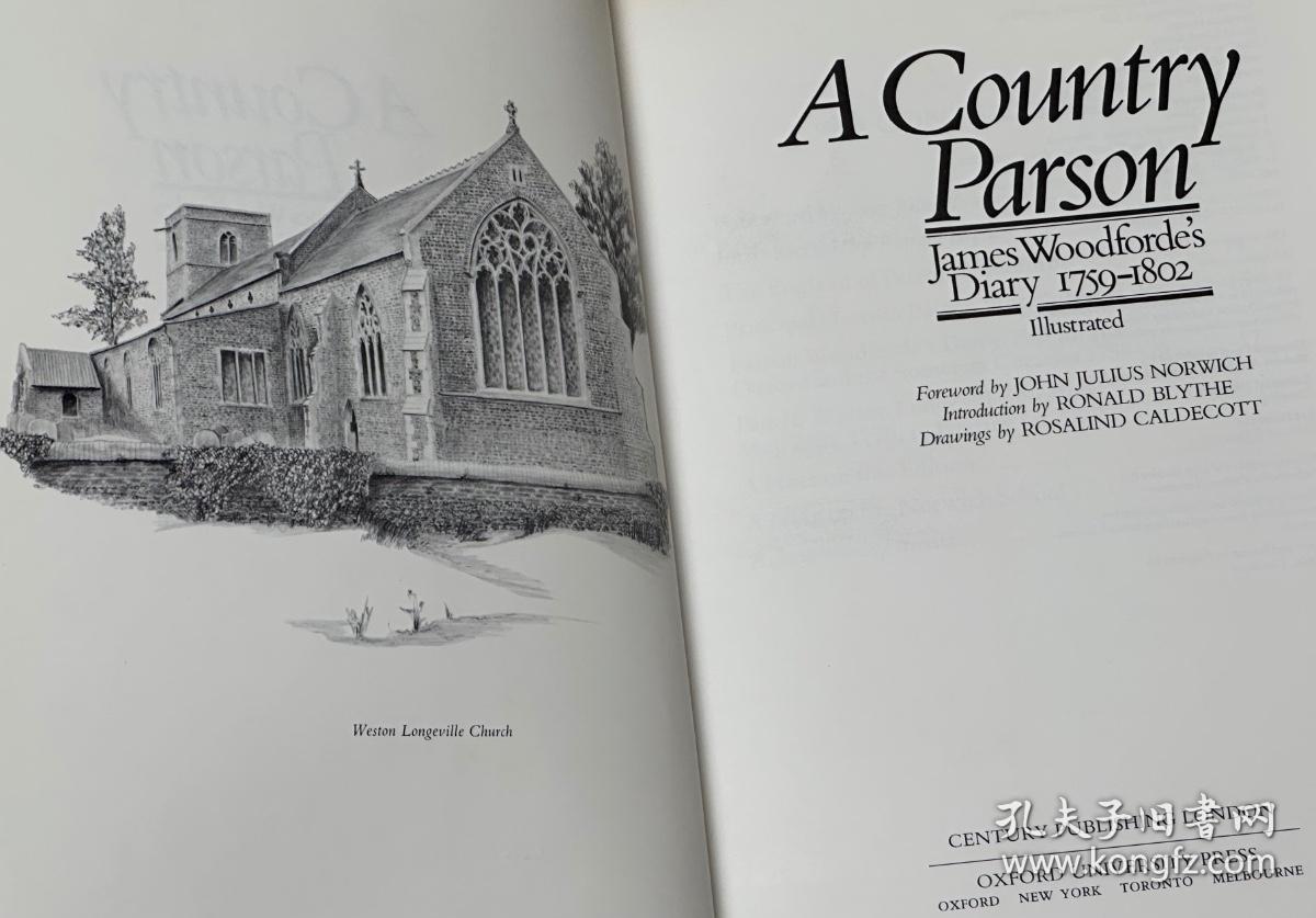 A  Country Parson’ Diary      一位乡村牧师的日记  布面精装  书脊烫金  铜版纸印刷   海量插图   大开本 带护封