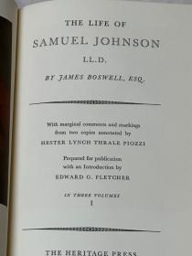 The Life of Samuel Johnson with Marginal Comments by Mrs Piozzi 约翰逊传 约翰逊女友注释版 全3卷 布面精装 书脊烫金 1804年版第四版 老版书重印本      此书已经有上海译文出版社的全译本 共三册   但书名译成了 《约翰生传》