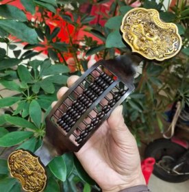 鎏金龙凤 铜如意算盘 摆件