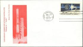 宇航航空航天火箭卫星封片专题【美国 1972 11月9日加拿大通信卫星ANIK1号发射封卡角戳 航天 邮票】