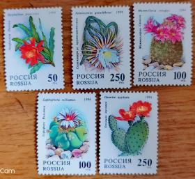 【俄罗斯邮票1994年热带花卉仙人掌5全】