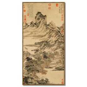 《 秋山草堂图（元 王蒙）新中式山水简约客厅餐厅玄关书房酒店客房挂画》库房存放位置宋徽宗赵佶 新中式山水简约类别
尺寸: 外框：42*82  外框类型:简约内嵌框：深木色（推荐）适用空间: 玄关包装种类: 其他颜色分类:  B 秋山草堂图（元 王蒙）工艺: 印刷  组合形式: 单幅价格 装裱方式: 有框外框 材质: PS 图片形式: 平面适用对象: 朋友幅数: 单幅画芯材质: 油画布