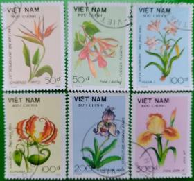 【外国早期经典邮品：越南邮票1989年 花卉 6全 盖销】