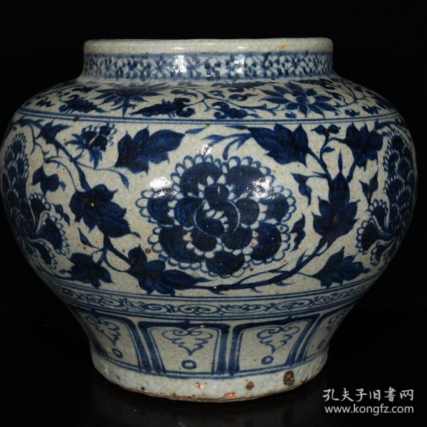 元代青花缠枝牡丹纹罐30*36厘米厘米