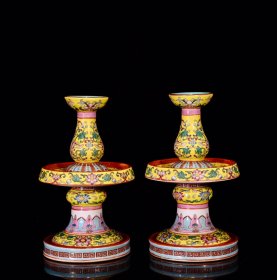 清乾隆珐琅彩花卉纹烛台18x11厘米