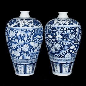 元青花留白一路连科纹梅瓶27.5×17厘米