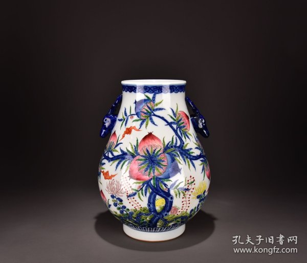 清乾隆斗彩榴开百子鹿头尊36x29厘米