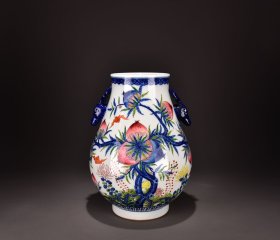 清乾隆斗彩榴开百子鹿头尊36x29厘米