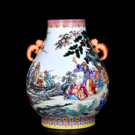 清乾隆珐琅彩十八罗汉人物故事纹如意尊47x38厘米