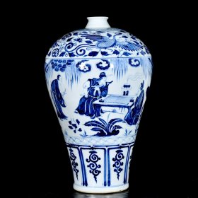 元青花关羽刮骨疗伤人物故事纹梅瓶42x26 厘米