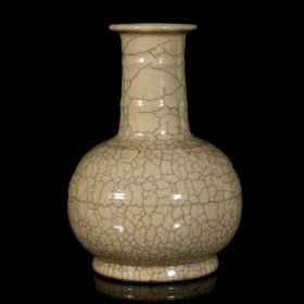 宋哥窑翻口瓶23x14厘米