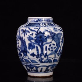 青花鱼藻纹小罐14.5*12厘米