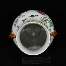 清乾隆珐琅彩花鸟纹双耳尊27.5×21厘米